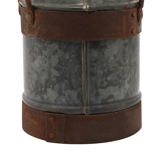 13" Gray Iron Farmhouse Decorative Can